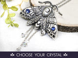 Moon Moth Crystal Necklace
