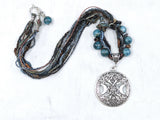 Triple Moon Pentacle Beaded Necklace