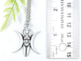 Triple Moon Goddess Crystal Necklace