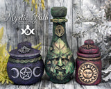 Greenman Apothecary Jar Potion Bottle - Handcrafted Pagan Witchy Decor Bottle