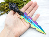 Wiccan Athame - Scrollwork Rainbow Blade Crystal Ritual Dagger