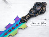 Wiccan Athame - Scrollwork Rainbow Blade Crystal Ritual Dagger