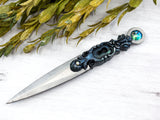 Wiccan Athame - Keyhole Silver Blade Crystal Ritual Dagger