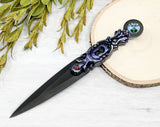 Wiccan Athame - Keyhole Black Blade Crystal Ritual Dagger