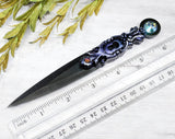 Wiccan Athame - Keyhole Black Blade Crystal Ritual Dagger