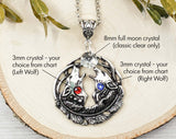 Wolf Pair Couples Crystal Necklace - Witchy Jewelry