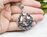 Wolf Pair Couples Crystal Necklace - Witchy Jewelry