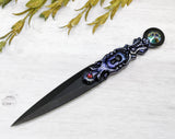 Wiccan Athame - Keyhole Black Blade Crystal Ritual Dagger