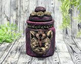 Cat Bast Magenta Apothecary Jar - Handcrafted Pagan Witchy Decor Bottle