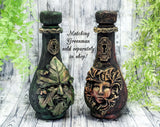 Green Woman Greenman Apothecary Jar - Handcrafted Pagan Witchy Decor Bottle