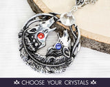 Wolf Pair Couples Crystal Necklace - Witchy Jewelry