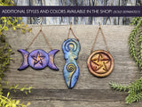 Triple Moon Pentacle Yule Christmas Tree Ornament - Witchy Decor