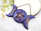 Triple Moon Pentacle Yule Christmas Tree Ornament - Witchy Decor