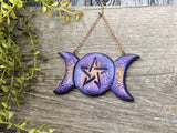 Triple Moon Pentacle Yule Christmas Tree Ornament - Witchy Decor