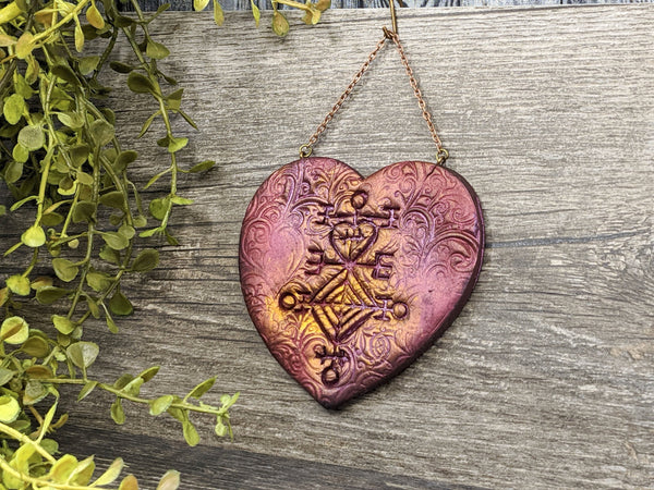 Love Sigil Heart Christmas Yule Tree Ornament - Witchy Decor