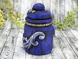 Ankh Blue Apothecary Jar - Handcrafted Pagan Witchy Decor Bottle