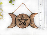 Triple Moon Pentacle Yule Christmas Tree Ornament - Copper - Witchy Decor