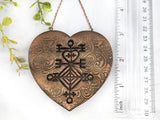 Love Sigil Heart Christmas Yule Tree Ornament - Copper - Witchy Decor