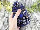 Ankh Blue Apothecary Jar - Handcrafted Pagan Witchy Decor Bottle