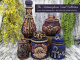 Ankh Blue Apothecary Jar - Handcrafted Pagan Witchy Decor Bottle