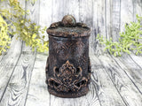 Copper Lotus Small Apothecary Jar - Handcrafted Pagan Witchy Decor Potion Bottle