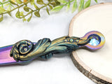 Wiccan Athame - Woodland Fern Rainbow Blade Crystal Ritual Dagger