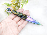 Wiccan Athame - Woodland Fern Rainbow Blade Crystal Ritual Dagger