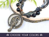 Raven Crow Viking Pagan Beaded Necklace - Witchy Jewelry