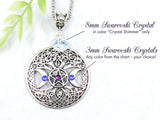 Triple Moon Pentacle Tree Of Life Crystal Pentagram Necklace - Witchy Jewelry