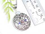 Triple Moon Pentacle Tree Of Life Crystal Pentagram Necklace - Witchy Jewelry