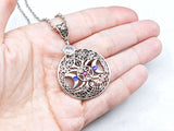 Triple Moon Pentacle Tree Of Life Crystal Pentagram Necklace - Witchy Jewelry
