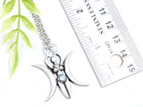 Triple Moon Goddess Crystal Necklace - Witchy Jewelry