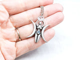 Triple Moon Goddess Crystal Necklace - Witchy Jewelry
