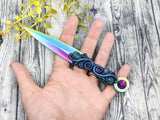 Wiccan Athame - Swirls Rainbow Blade Crystal Ritual Dagger