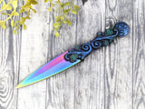 Wiccan Athame - Swirls Rainbow Blade Crystal Ritual Dagger