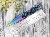 Wiccan Athame - Swirls Rainbow Blade Crystal Ritual Dagger