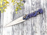 Wiccan Athame - Swirls Silver Blade Crystal Ritual Dagger