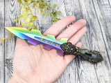 Wiccan Athame - Keyhole Rainbow Blade Crystal Ritual Dagger