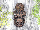 Copper Skull Apothecary Jar - Handcrafted Pagan Witchy Decor Potion Bottle