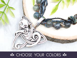 Fox or Cat Triquetra Beaded Necklace - Witchy Jewelry