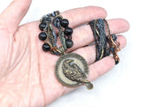 Raven Crow Viking Pagan Beaded Necklace - Witchy Jewelry