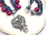 Raven Crow Pair Couples Beaded Necklace - Witchy Jewelry