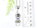 Spider Skull Halloween Crystal Necklace - Witchy Jewelry