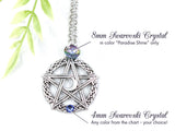 Pentacle Moon Pentagram Wiccan Crystal Necklace - Witchy Jewelry