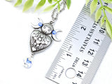 Owl Triple Moon Crystal Necklace - Witchy Jewelry
