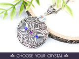 Triple Moon Pentacle Tree Of Life Crystal Pentagram Necklace - Witchy Jewelry