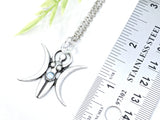 Triple Moon Goddess Crystal Necklace - Witchy Jewelry