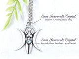 Triple Moon Goddess Crystal Necklace - Witchy Jewelry