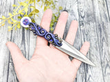 Wiccan Athame - Swirls Silver Blade Crystal Ritual Dagger