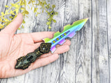Wiccan Athame - Keyhole Rainbow Blade Crystal Ritual Dagger